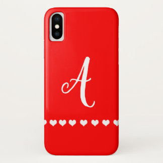 Red and White Monogram Initial Case-Mate iPhone Case