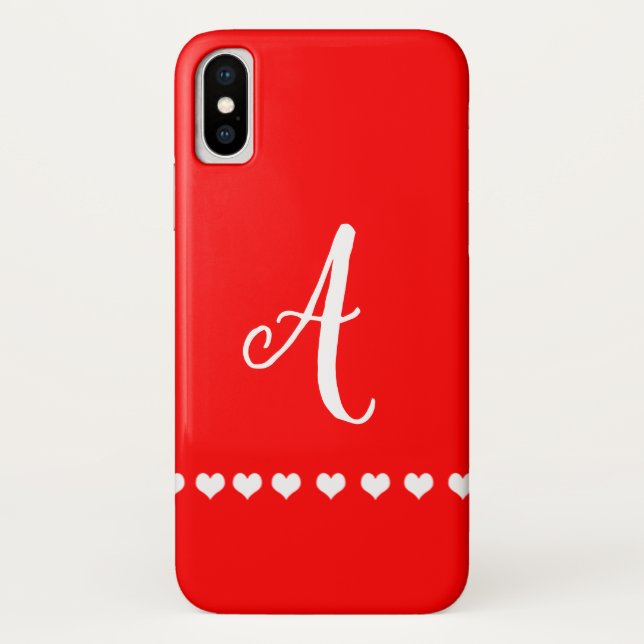 Red and White Monogram Initial  Case-Mate iPhone Case (Back)