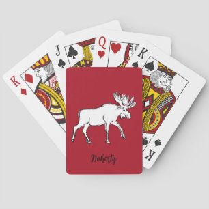 Red and White Moose Playing Cards