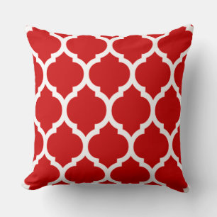 Red and White Moroccan lattice Cushion
