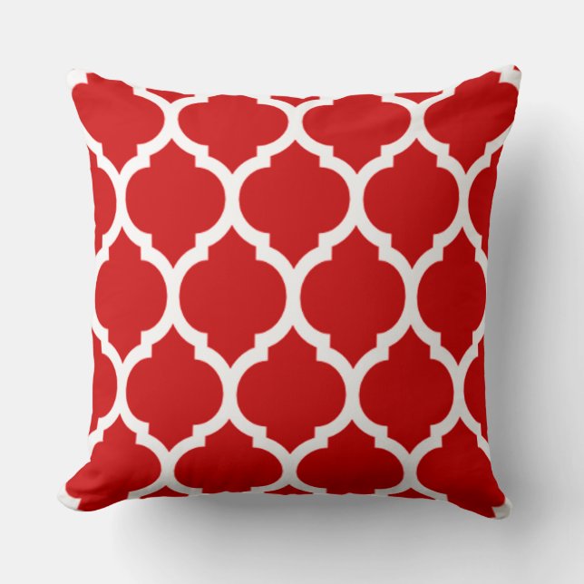 Red and White Moroccan lattice Cushion (Front)