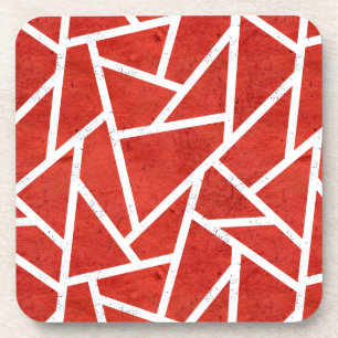 Red and white mosaic pattern coaster