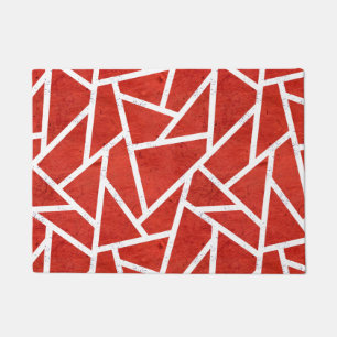 Red and white mosaic pattern doormat