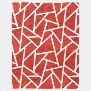 Red and white mosaic pattern fleece blanket