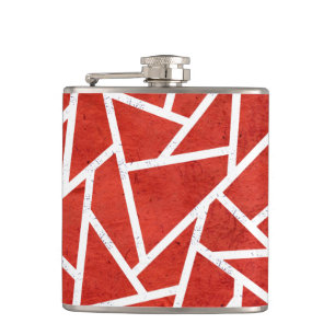 Red and white mosaic pattern hip flask