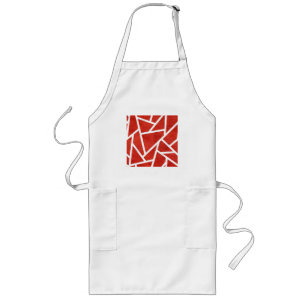 Red and white mosaic pattern long apron