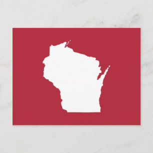 Red and White Moving to Wisconsin Announcement Postcard