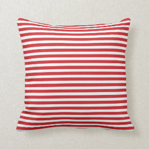 Red and White Nautical Stripes Cushion