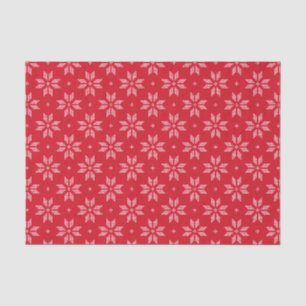 Red and White Nordic Snowflake Pattern Holiday Tissue Paper