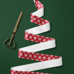 Red and White Nordic Snowflake Pattern Satin Ribbon<br><div class="desc">The classic winter motif of snowflakes gets a modern twist with this pixelated, Nordic style, snowflake pattern in red and white. Wrap your holiday gifts in a warm and cheery ribbon to bring cosy Christmas vibes to friends and family. If red and white isn't your thing, you can easily change...</div>