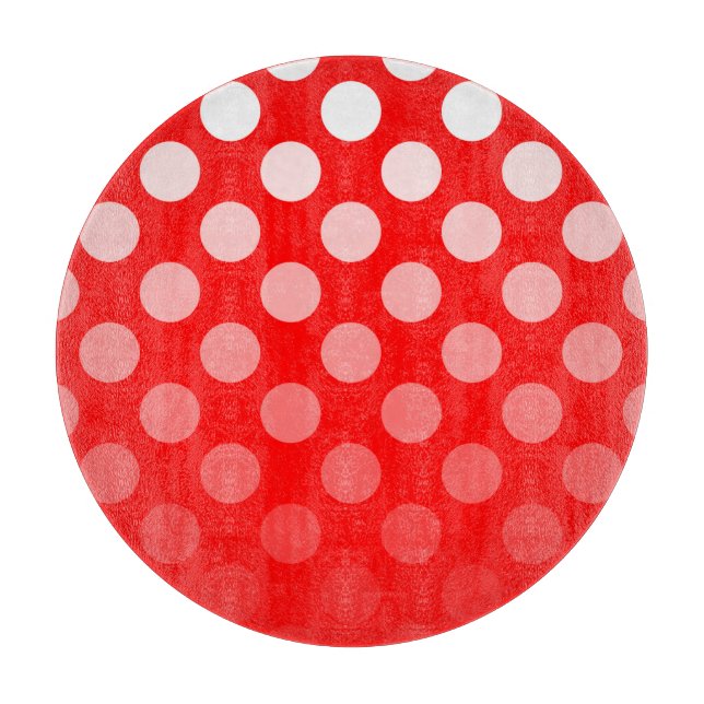 Red and White Ombre Polka Dots Cutting Board (Front)