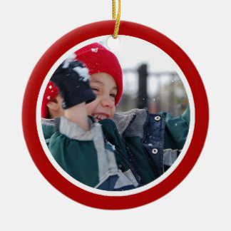 Red and White - One Sided Ceramic Tree Decoration
