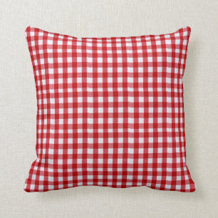 Red and White Outdoor Pillows - Gingham Pattern