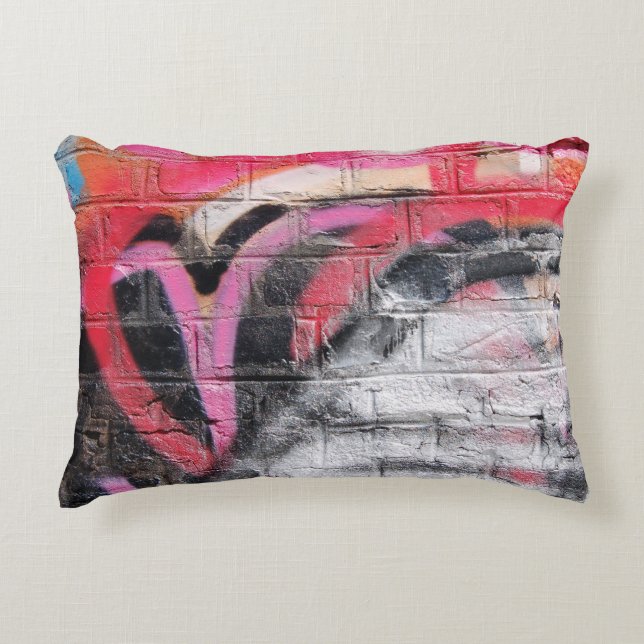 Red and white painted wall decorative cushion (Front)