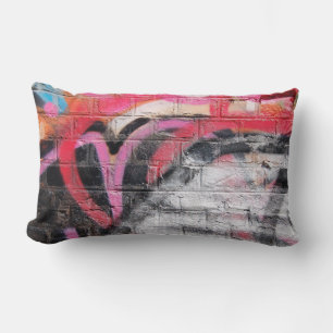 Red and white painted wall lumbar cushion