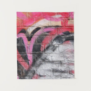 Red and white painted wall tapestry