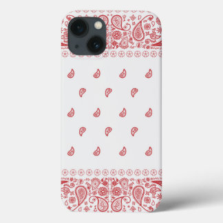 Red and White Paisley Design iPhone 13 Case