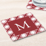 Red and White Paper Coaster<br><div class="desc">Protect your surfaces in style with our Monogrammed Red and White Paper Coaster, featuring the red and white buffalo check pattern. These personalised coasters add a touch of elegance to your holiday entertainment, making every drink feel special. Perfect for parties and gatherings, they provide both practicality and festive charm. Add...</div>