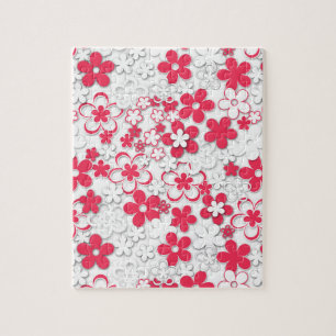 Red and white paper flowers jigsaw puzzle