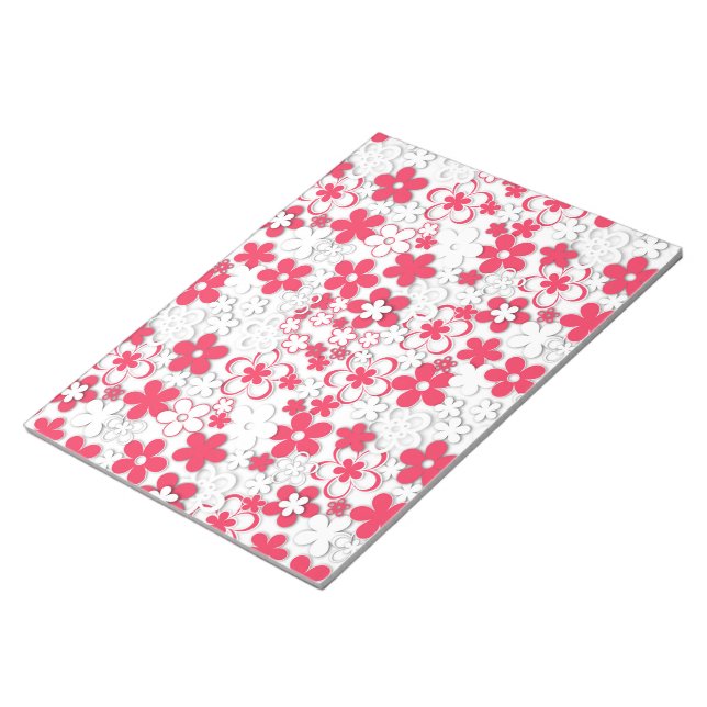 Red and white paper flowers notepad (Angled)