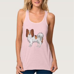 Red And White Papillon Cartoon Dog Illustration Singlet