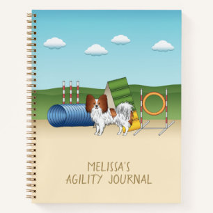 Red And White Papillon With Agility Equipment Notebook