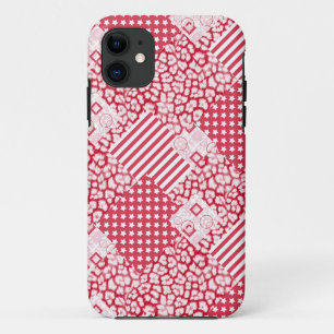  Red and white patchwork rustic Case-Mate iPhone Case