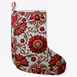 Red and White Patchwork Small Christmas Stocking