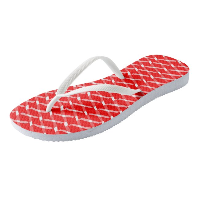 red and white pattern jandals (Angled)