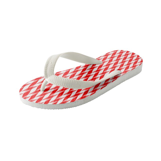 red and white pattern kid's jandals (Angled)