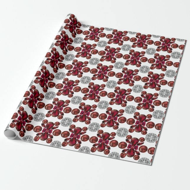 Red and White Pattern Wrapping Paper (Unrolled)