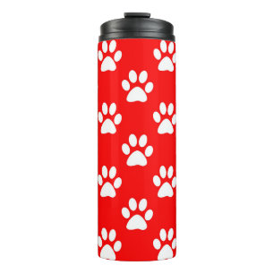Red and white paw prints pattern thermal tumbler