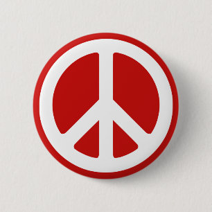 Red and White Peace Symbol 6 Cm Round Badge