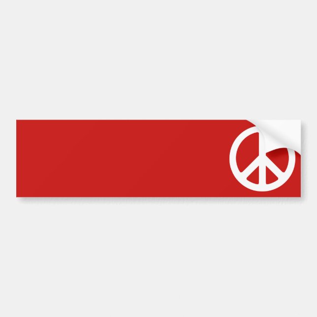 Red and White Peace Symbol Bumper Sticker (Front)