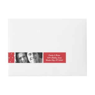 Red and White Peace Your Photo Christmas Wraparound Address Label