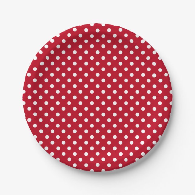 Red and White Peas Pattern Paper Plate (Front)