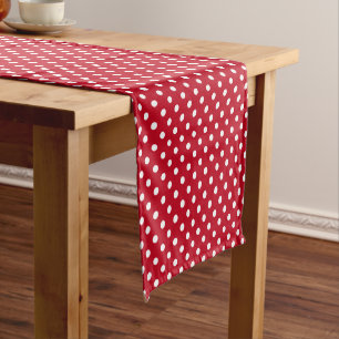 Red and White Peas Pattern Short Table Runner