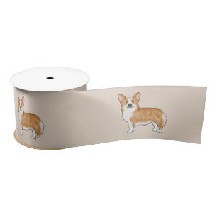 Red And White Pembroke Welsh Corgi Dog Breed Art Satin Ribbon