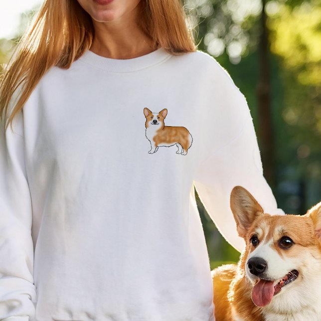 Red and White Pembroke Welsh Corgi Pet Art Design Sweatshirt (Please note: This image is a digitally created mockup.)