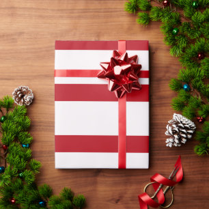 Red and White Pencil Stripes Wrapping Paper