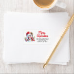 Red and White Penguin Personalised Christmas Label<br><div class="desc">These modern white and red Christmas return address labels feature the "Merry Christmas" saying in red casual script font and a cute penguin in a Santa hat sitting with a tiny snowman. The template makes it easy to type your address before ordering.</div>