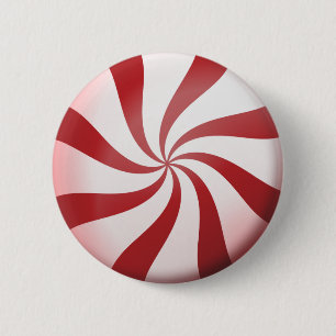 Red and White Peppermint Candy Button