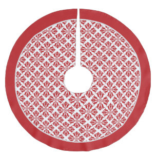Red and White Peppermint Candy Pattern Brushed Polyester Tree Skirt