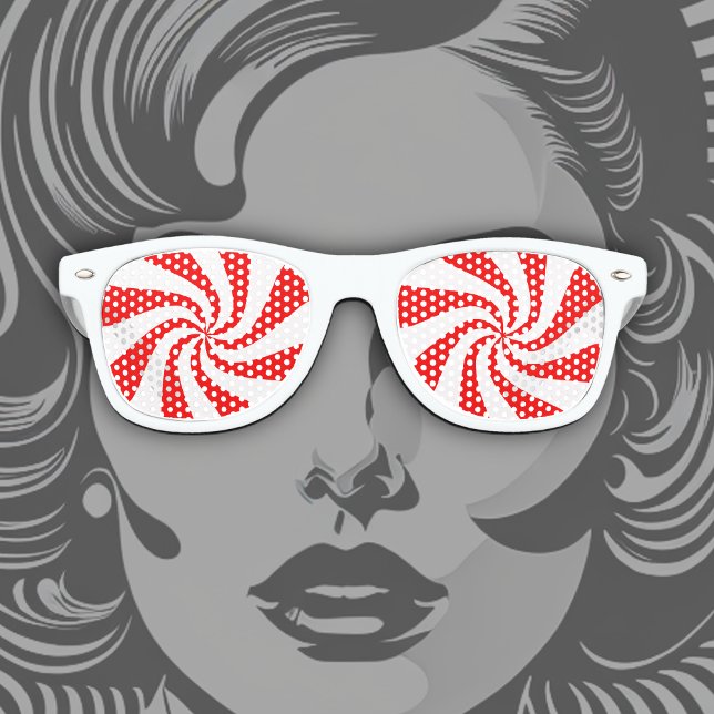 Red and White Peppermint Candy Swirl Retro Sunglasses (Creator Uploaded)