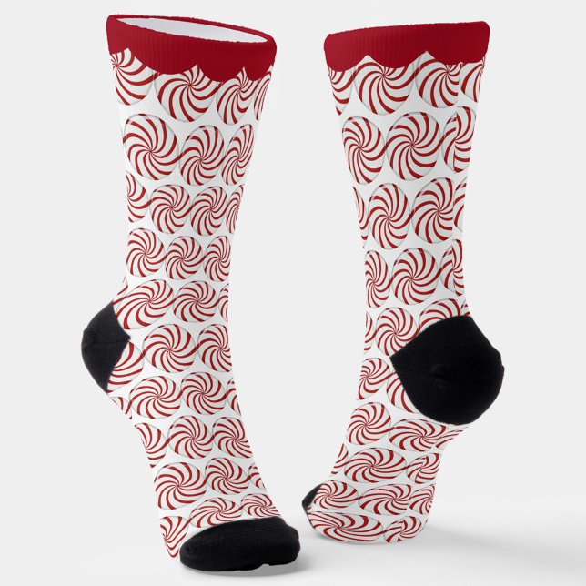Red and White Peppermint Swirl Candy Socks (Creator Uploaded)
