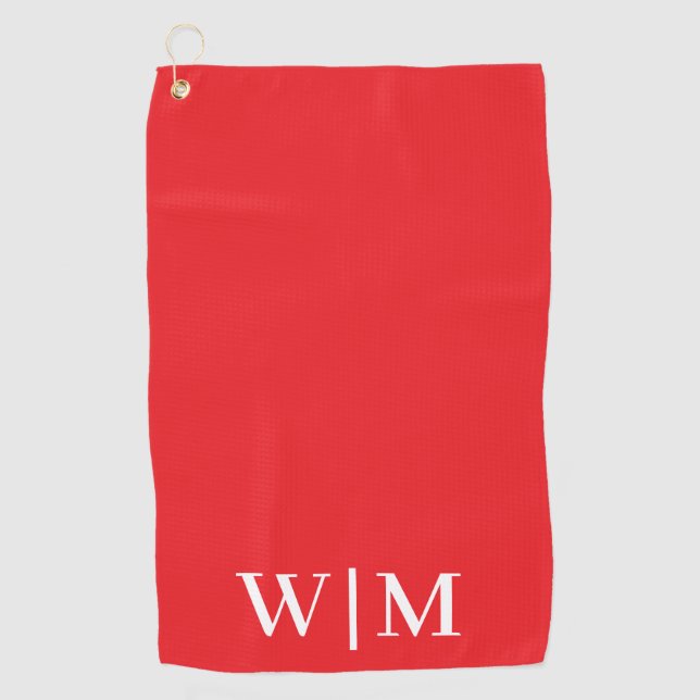Red and White Personalised Golf Towel  (Front)