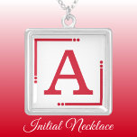 Red and white personalised initial silver plated necklace<br><div class="desc">Personalised necklace /  pendant.
Add your initial.
Colour scheme: red and white</div>