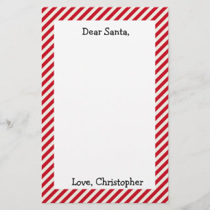 Red and White Personalized Dear Santa Letter Stationery