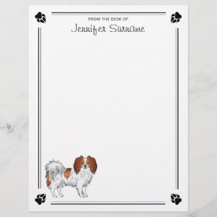 Red And White Phalène Cartoon Dog With Your Text Custom Letterhead
