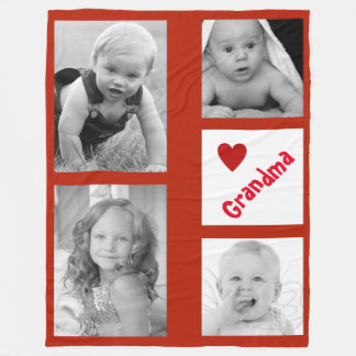Red and White Photo Fleece Blanket